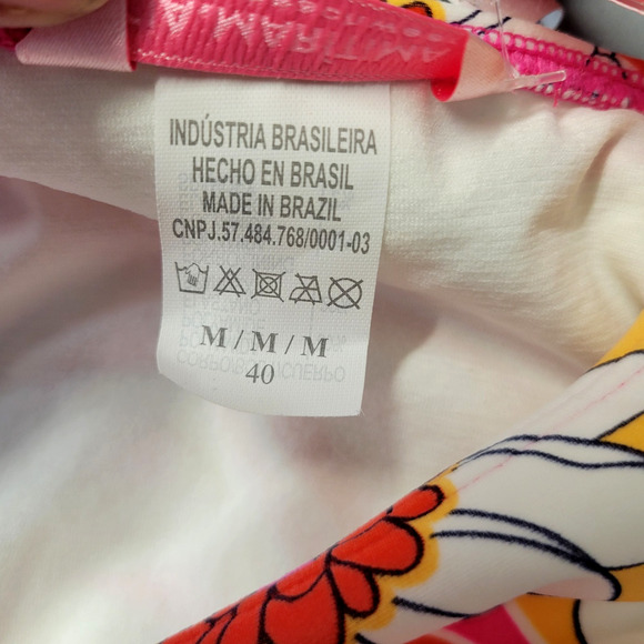 Cia Maritima Cheeky Bikini Bottom Womens M Retro Floral Swim Brazilian Ruched - Picture 4 of 13